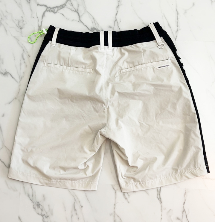  newest model regular price 15,400 jpy JUCK BUNNY Jack ba knee Golf shorts white × black side Logo men's 5 (L)