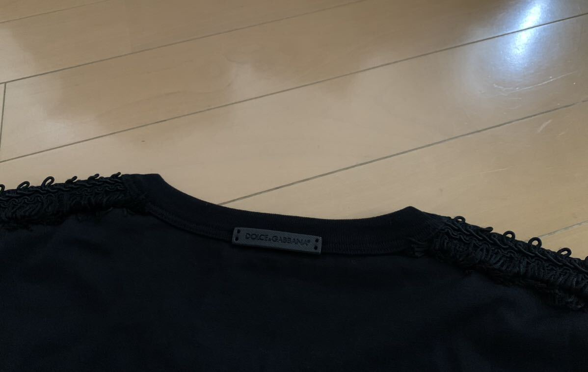 ドルチェ&ガッバーナ DG 黒 EMBROIDERY エンボス DGバロックエンブレム デザイン クルーネック Tシャツ 綺麗の画像8