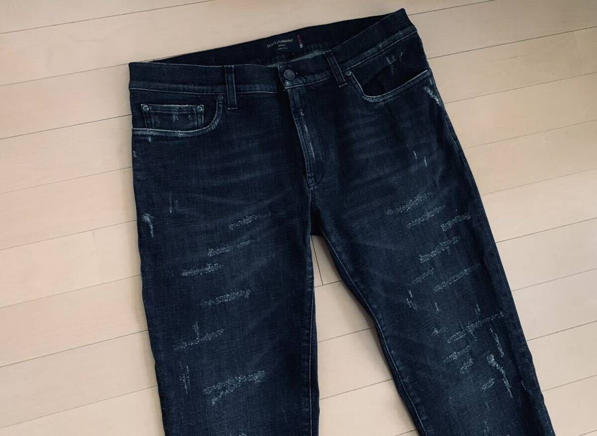  Dolce & Gabbana DG чёрный ремонт обработка кожа DG patch имеется дизайн черный Denim брюки джинсы красивый 