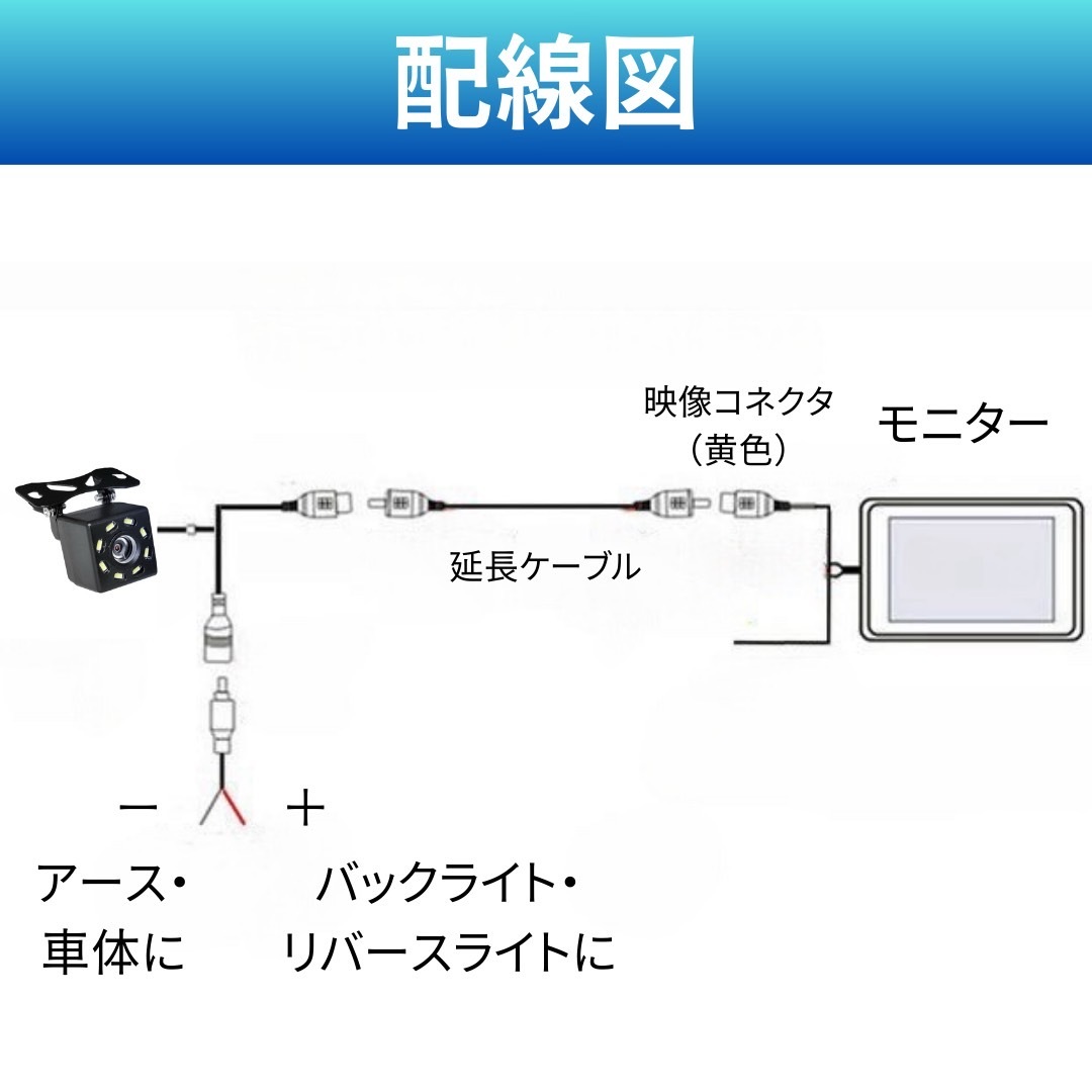 リアビューカメラ バックカメラ リアカメラ 車載 暗視 広角 防水 防塵 8 LED 小型 高画質 12V 後付 車載カメラ 日産 トヨタ スバル 汎用_画像6