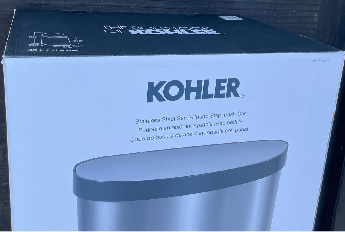 KOHLER ステンレスゴミ箱 45L コンパクト ハンズフリー 新品未 KOHLER ステンレスゴミ箱 45L コンパクト ハンズフリー 新品未