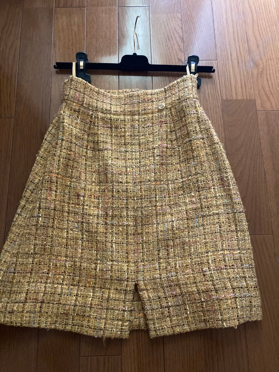 【購入前にコメントください】CHANEL シャネル マスタード からし色 黄色 イエロー ツイード スカート