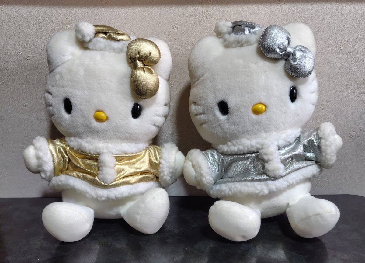 ハローキティxmasサンタシルバーゴールド帽子ぬいぐるみ2点 ハローキティxmasサンタシルバーゴールド帽子ぬいぐるみ2点