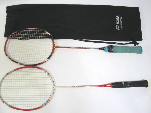 バドミントン ラケット 中古2本 ヨネックス アークセイバー YONEX ARCSABER 5DX 3UG5/モア MMOR JP AIR POWER 1900 5UG5_画像1