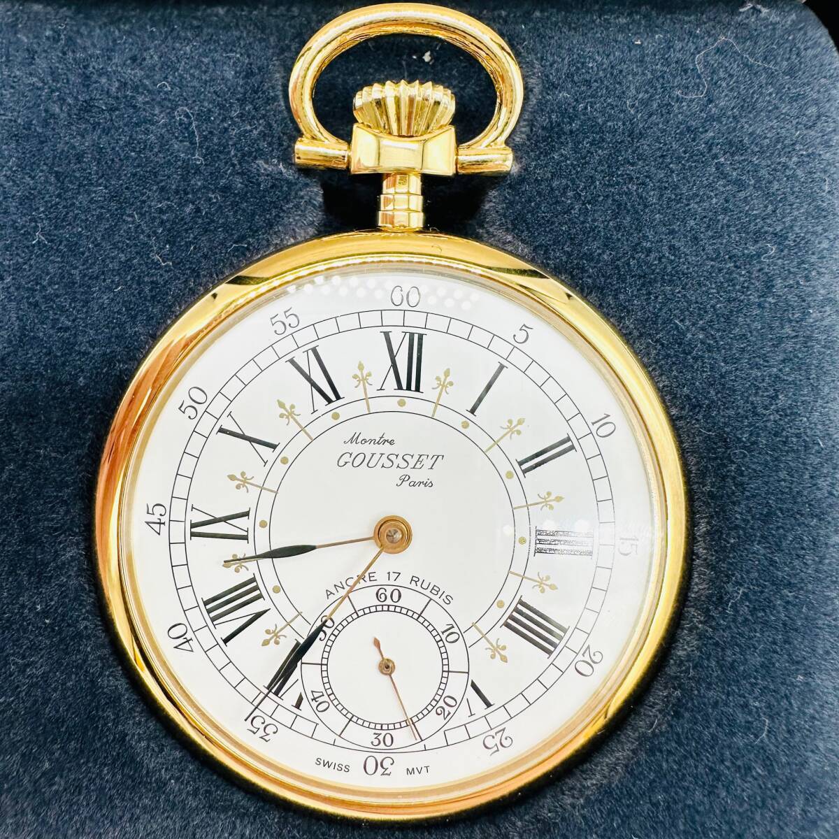 Montre GOUSSET Paris グゼット 手巻き時計 懐中時計 稼働品 スモセコ 箱付き かわいい スイス 1円出品 コレクション アクセサリー 3865_画像2