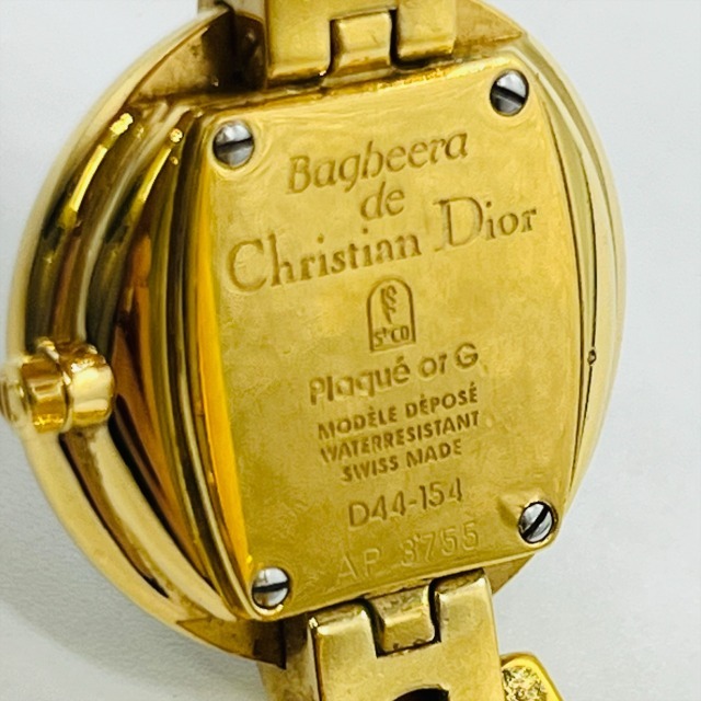 Dior クリスチャン・ディオール D44-154 稼働品 リューズ操作〇 クォーツ ブランド腕時計 ゴールドカラー 文字盤ブラック レディース 3411の画像7