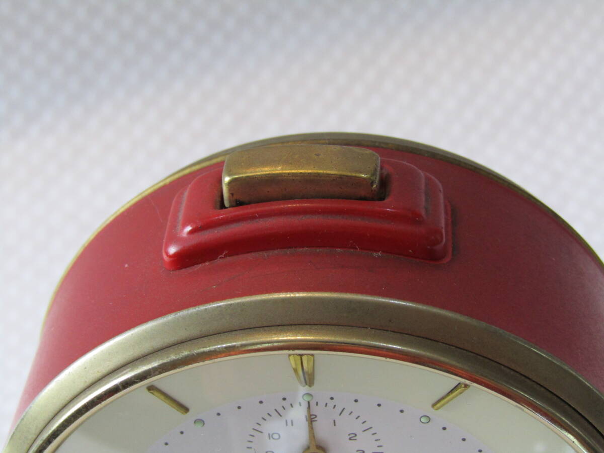 美品 使用少 目覚まし時計 ユンハンス 可愛い赤色 三段階式アラーム 置き時計 からくり時計 手巻きゼンマイ時計 使用中 // セイコー 精工舎の画像7