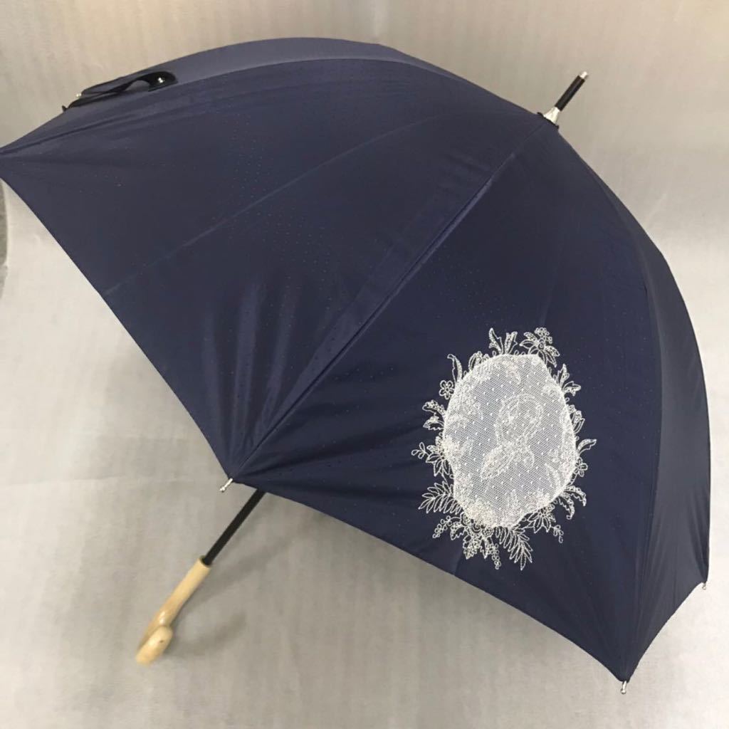  new goods 466 Jill Stuart JILL STUART* navy blue dot Logo race embroidery shade 99%.. proportion 99% and more ... rain combined use parasol umbrella small gran 