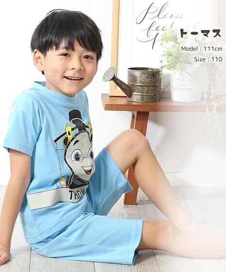  new goods 62884 Thomas the Tank Engine 110cm shines pyjamas heaven . short sleeves short pants top and bottom set blue Kids room wear . light pyjamas 