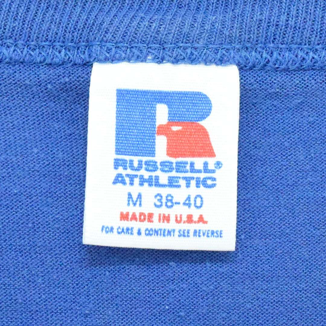 【送料無料】80s ラッセル USA製 ヴィンテージＴシャツ 青 BOYET TENNIS 袖シングル サイズM 古着 @BZ0238