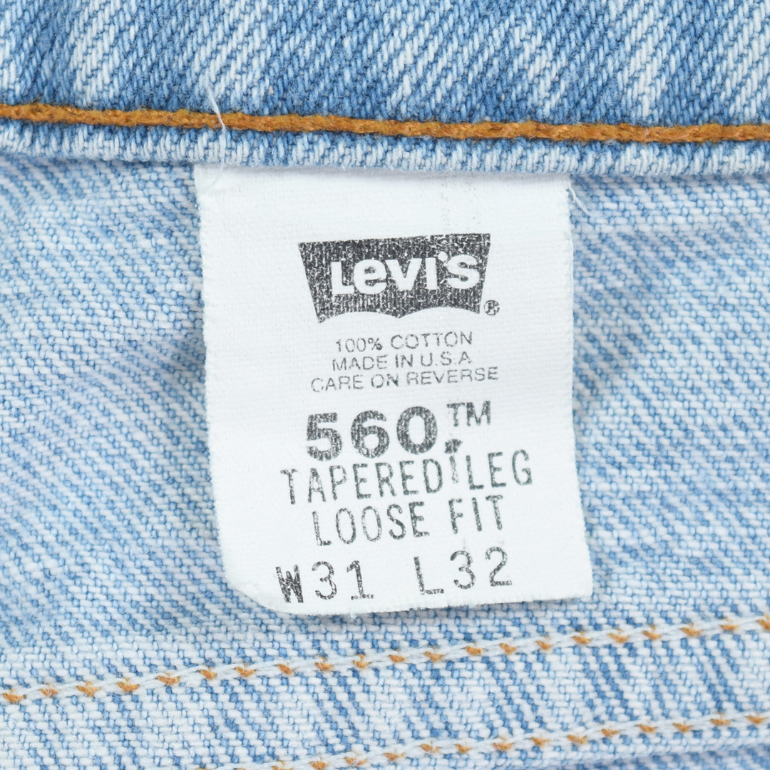 【送料無料】リーバイス 560 USA製 デニムパンツ アイスブルー 94年製 テーパード リラックスフィット ジーンズ Levis W31 古着 @EA0257