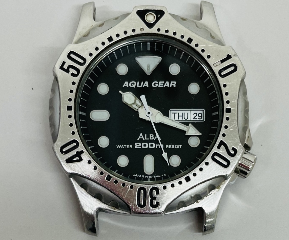 SEIKO ALBA AQUA GEAR V736-6A00 セイコー アルバ アクアギア 200m ダイバー デイデイト メンズ腕時計 クオーツの画像1