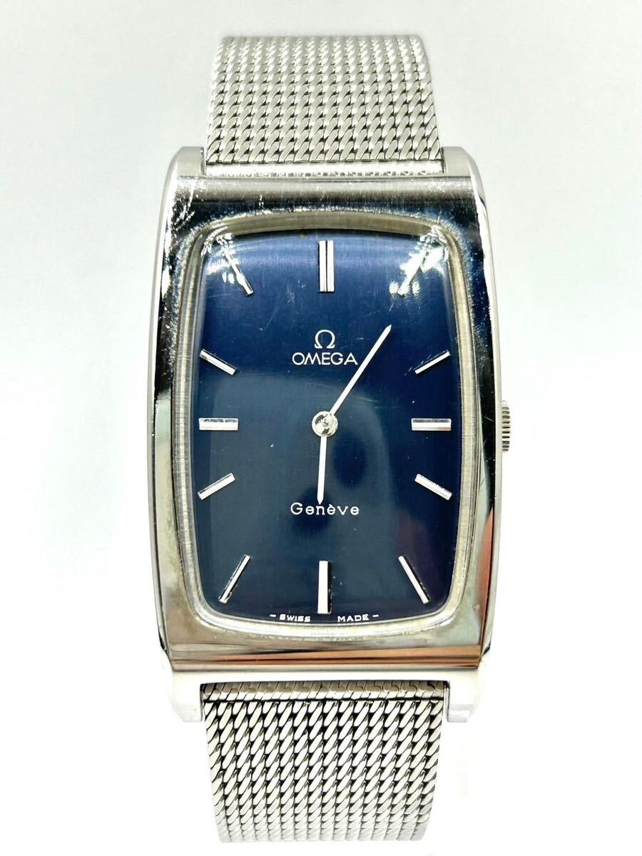 [ operation ]OMEGA Omega Genevejune-b wristwatch hand winding stainless steel men's navy face 2039