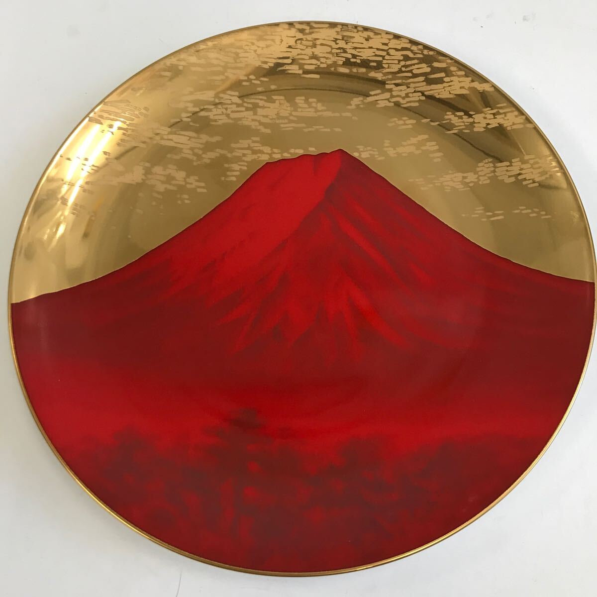 ノリタケ 日産USA 20周年記念 赤富士 金彩プレート 飾皿 レトロ noritakeの画像1