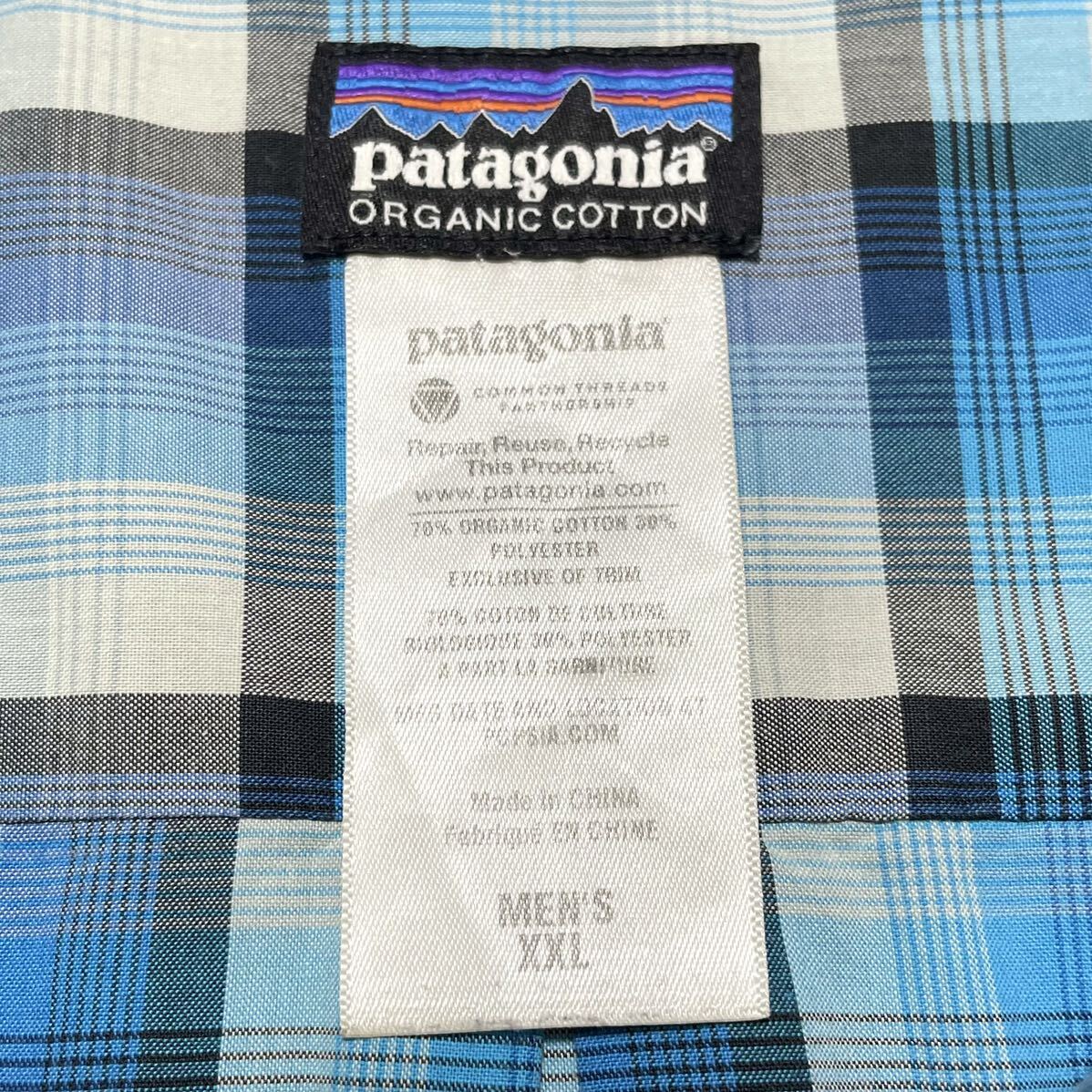 patagonia パタゴニア ORGANIC COTTON オーガニックコットン チェックシャツ XLサイズ ブルー系 ビッグサイズ 22-133