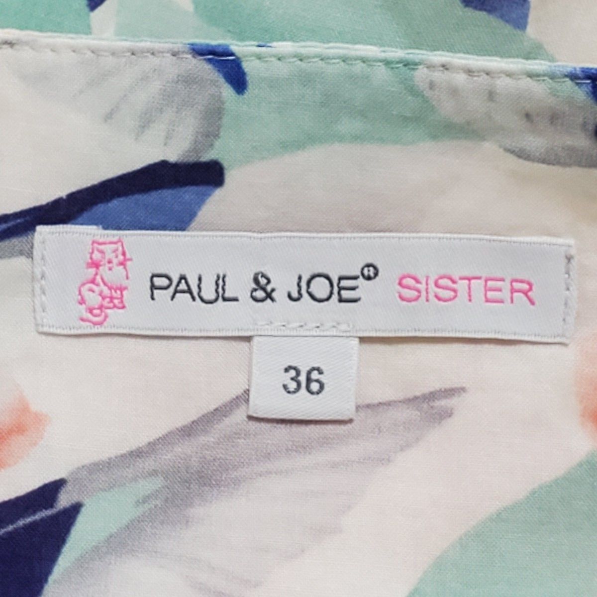 PAUL&JOE SISTER ポールアンドジョーシスター 鳥柄 バード 花柄 ワンピース 半袖 36 レディース Sサイズ 白 