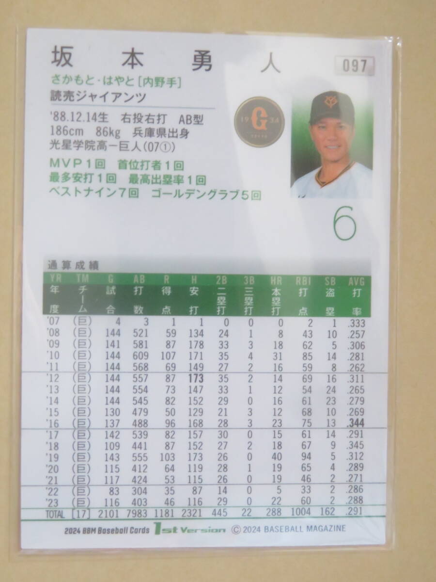 2024 BBM 1ST ウルトラシークレット 坂本勇人 読売ジャイアンツの画像2