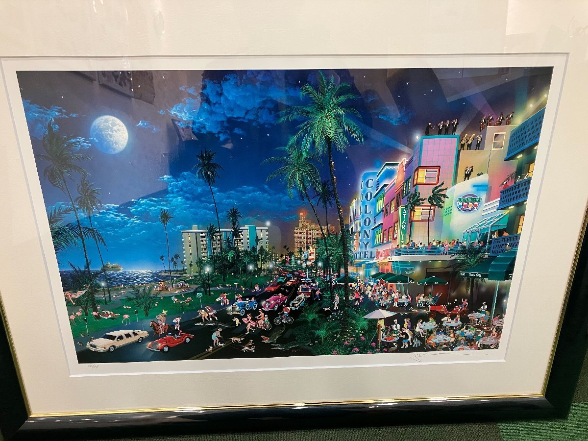 【Q04517】中古 シルクスクリーン　アレクサンダー・チェン/Miami South Beach　現状品_画像2