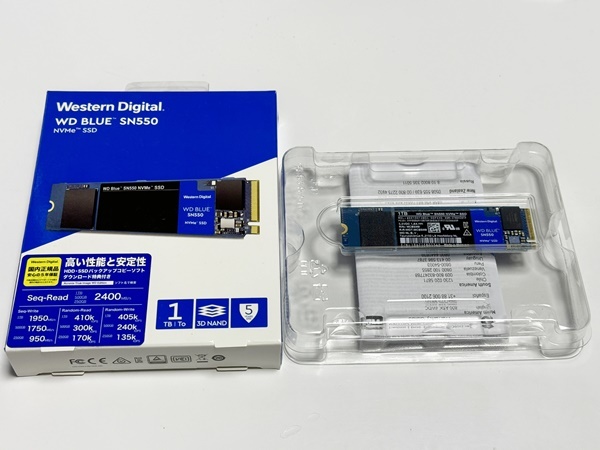 使用小 ウエスタンデジタル WDS100T2B0C WD Blue SN550 NVMe SSD 1TB M.2 Type2280_画像1