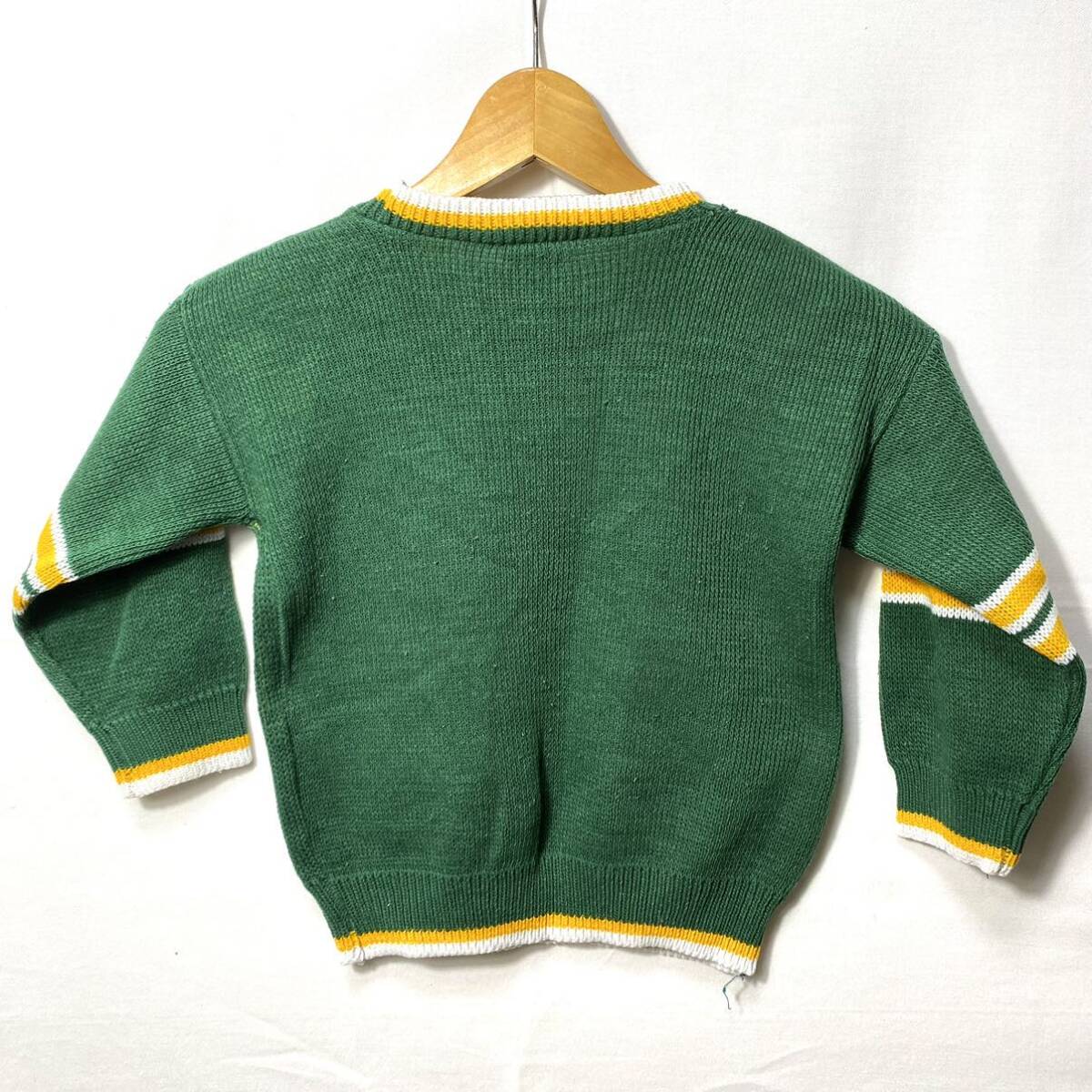 # for children 80s 90s Vintage USA made NFL PACKERS paker z Logo acrylic fiber knitted sweater size 6 green american football American Casual . war #