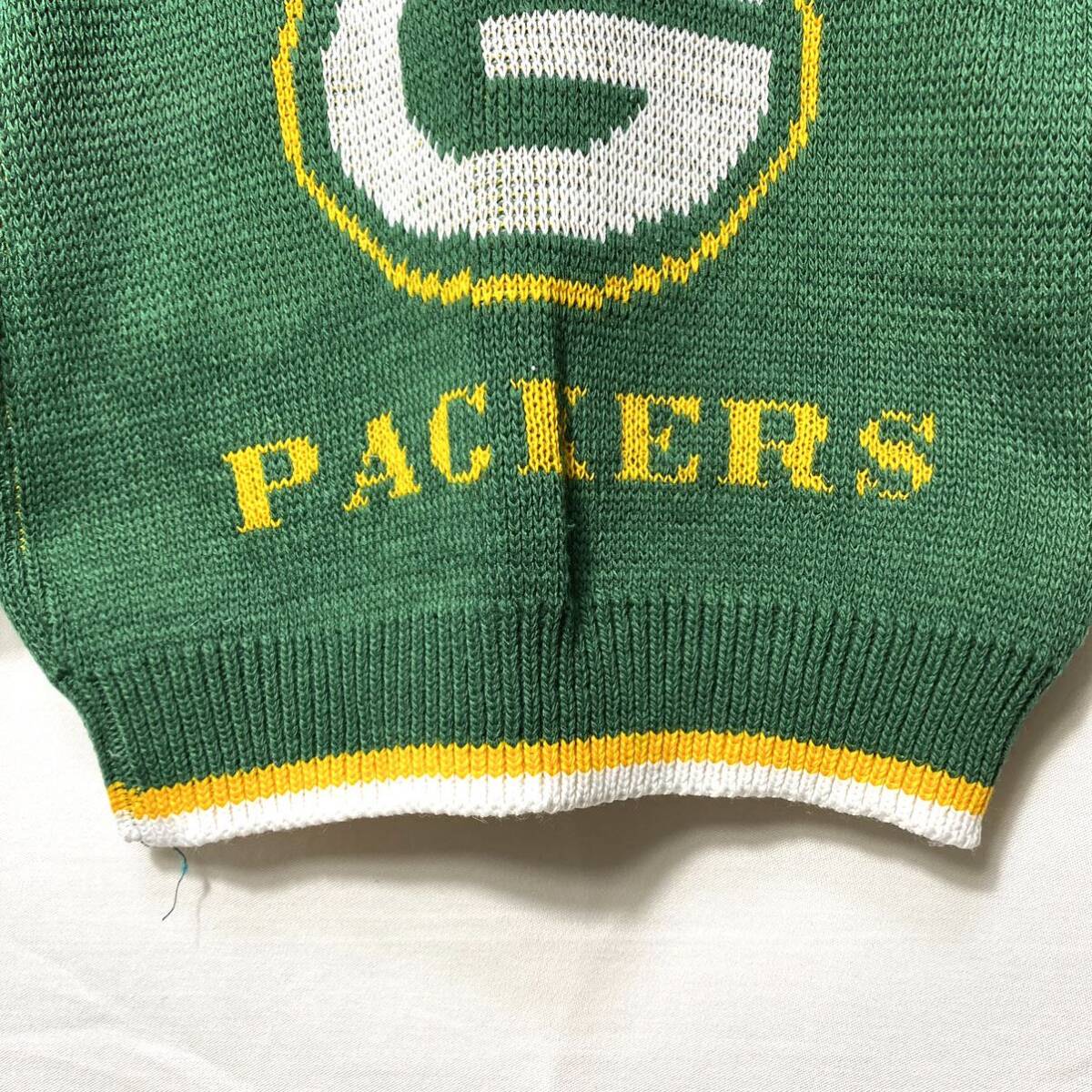 # for children 80s 90s Vintage USA made NFL PACKERS paker z Logo acrylic fiber knitted sweater size 6 green american football American Casual . war #