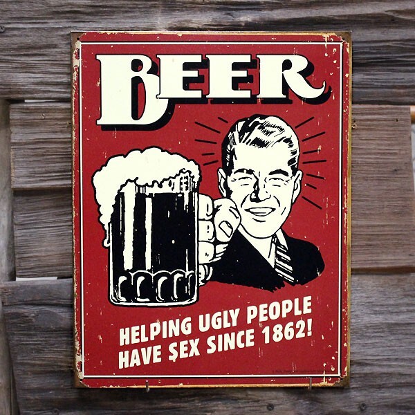 メタルサイン 「Beer - Ugly People」 #1328 ブリキ看板 バーインテリア アメリカ雑貨 アメリカン雑貨_画像1
