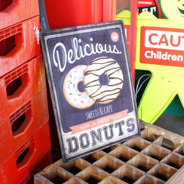 アンティークエンボスプレート「Donuts」 （RECTサイン ） ブリキ製看板 ティンサイン アメリカ雑貨 アメリカン雑貨_画像2