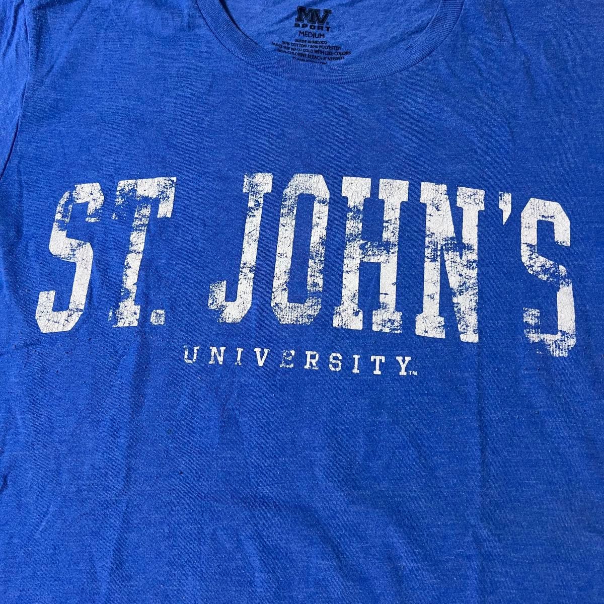 US 輸入　カレッジ　Tシャツ　ST. JOHN’S UNIVERSITY ブルー　青　Mサイズ　希少　激レア　一点物