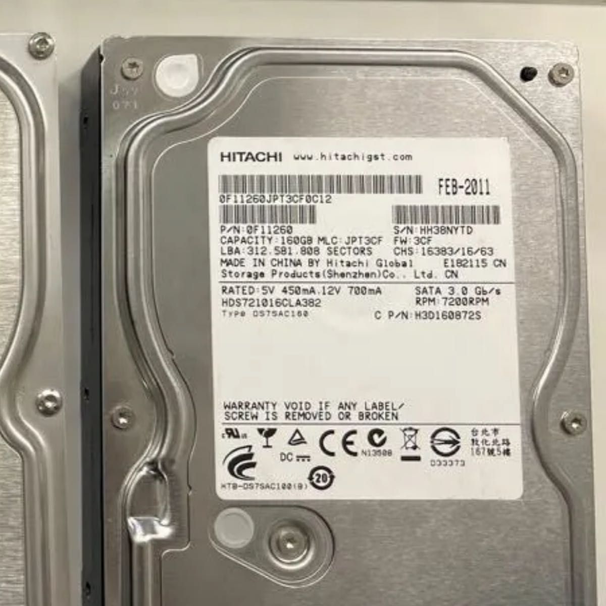 HDD SATA Hitachi ハードディスク　160GB 3.5インチ