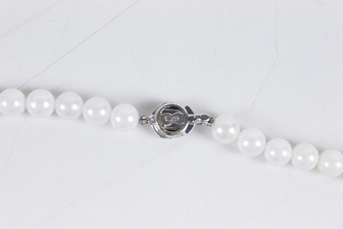 【silver彫刻あり】アコヤ真珠 パール 3点セット 真珠 6.5～7mm ネックレス イヤリング 品質保証書付 アクセサリー レディース 010JSGJH80_画像5