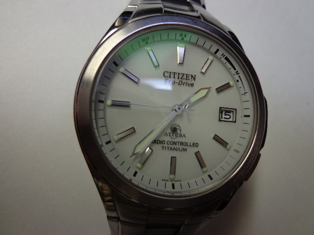 CITIZEN радиоволны солнечный мужские наручные часы ECO-DRIVE ATTESA H410-T003788 W.R.10BAR обычный работа товар серебряный цвет обхват руки примерно 18cm с футляром 