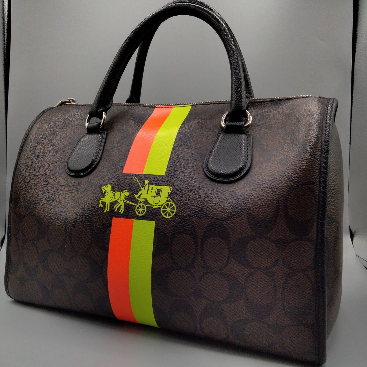 【1円　美品】コーチ　COACH　ネオンカラー ボストンバッグ　ビジネス　メンズ　レディース　かっこいい　旅行　鞄■3_画像1