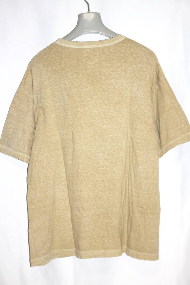 visvim 21AW JUMBO TEE S/S (UNEVEN DYE) MUSTARD SIZE:4 ビズビム クラッシュダメージ加工 クルーネック半袖ポケットジャンボＴシャツの画像6