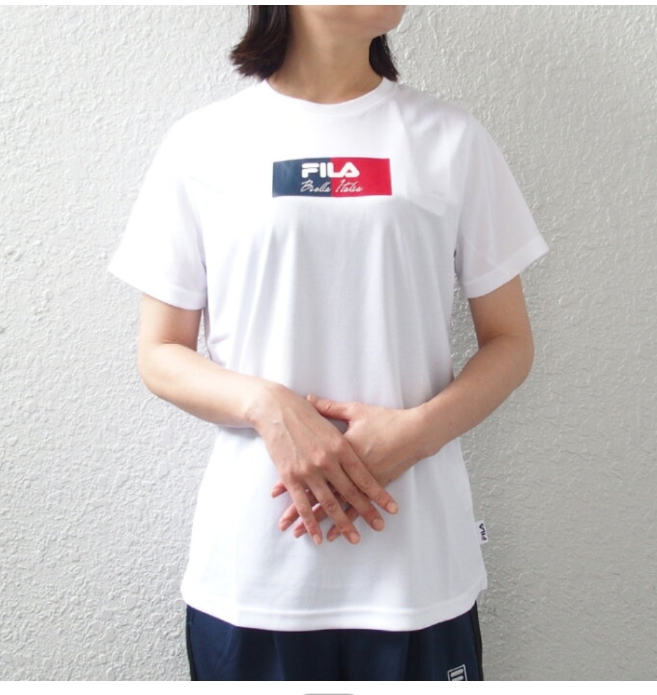 FILA フィラ 半袖 レディース M ホワイト 冷感 UV Tシャツ 吸水 吸熱 速乾 412-655 トレーニング ランニング ジム フィットネス　_画像4