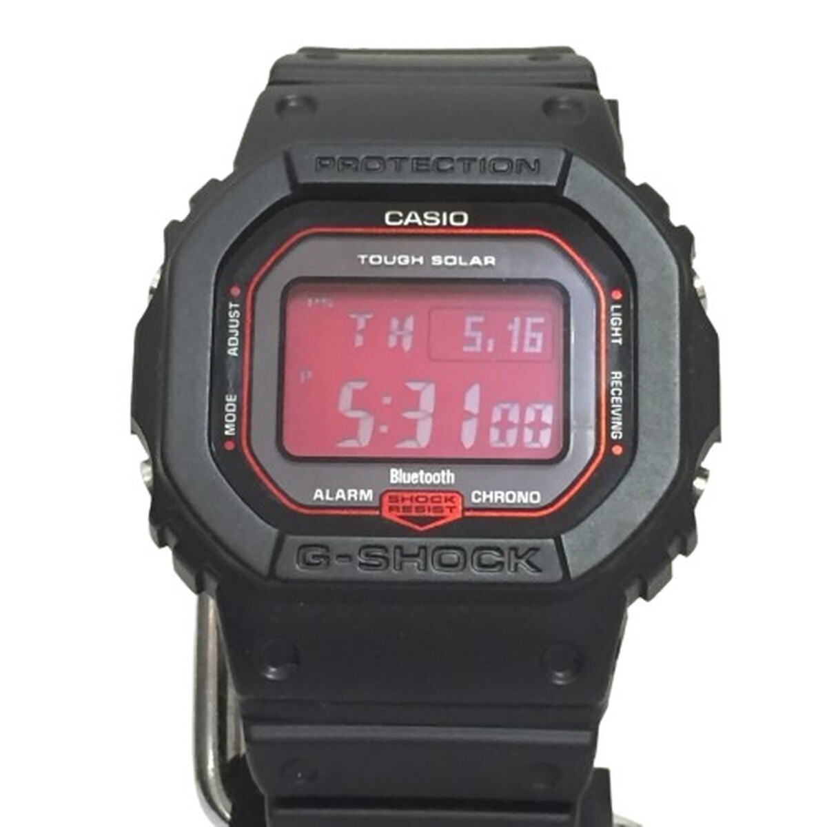 G-SHOCK ジーショック 【men1294D】 CASIO カシオ 腕時計 GW-B5600AR-1 デジタル 電波ソーラー ブラック レッド スクエア メンズ 赤液晶 GB_画像1