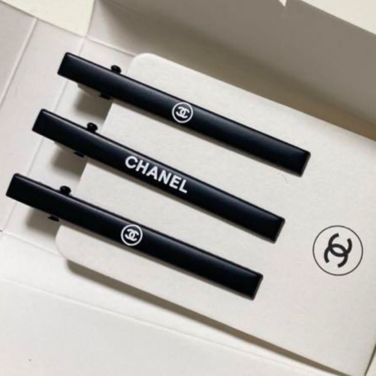 未開封 未使用 新品 CHANEL シャネル  ノベルティ ヘアピン 3本セット ブラック 黒 非売品 ロゴ クリップ ヘアアクセ