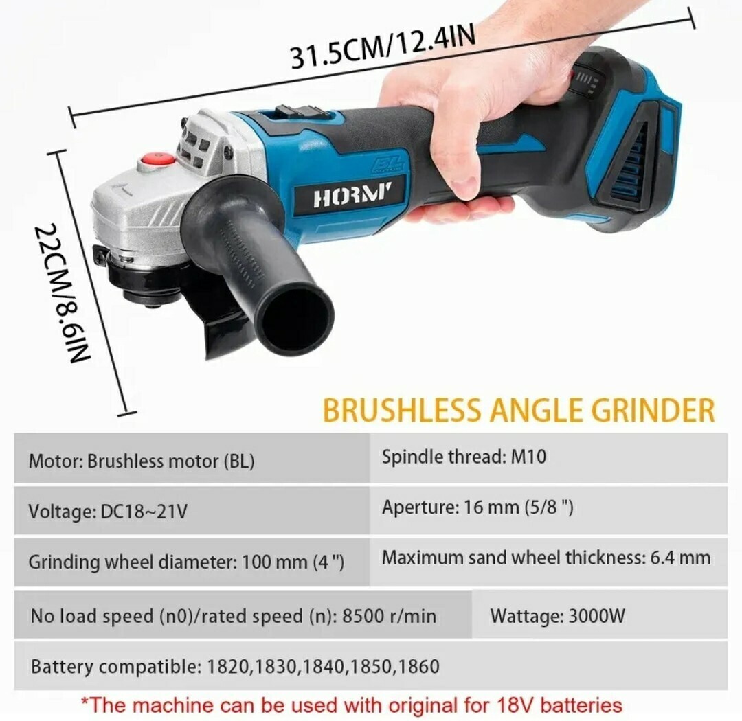 マキタ 互換 BLブラシレス ディスク グラインダー 100mm 充電式 研磨機コードレス ブラシレスモーター 21Vバッテリー×1 充電器　 送料無料