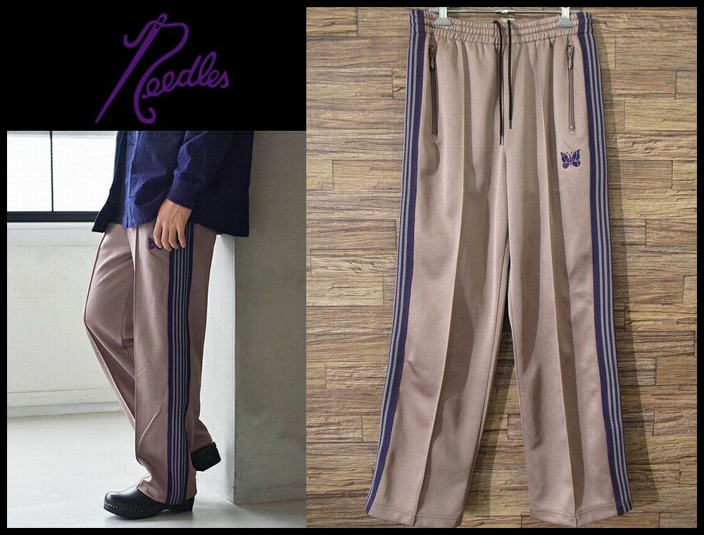 送無 美品 Needles ニードルズ ネペンテス 22AW LQ229 Track Pant Poly Smooth ジャージ ストレート トラック パンツ ポリスムース トープ