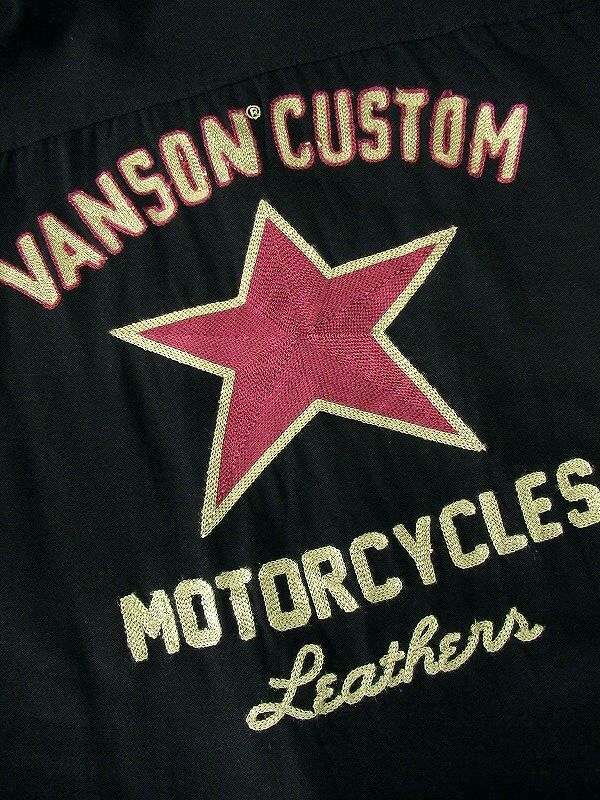 送料無料 XL 美品 VANSON バンソン チェーン 刺繍 ワンスター 半袖 オープンカラー レーヨン ボーリング シャツ ボックス バイカー バイク_画像5