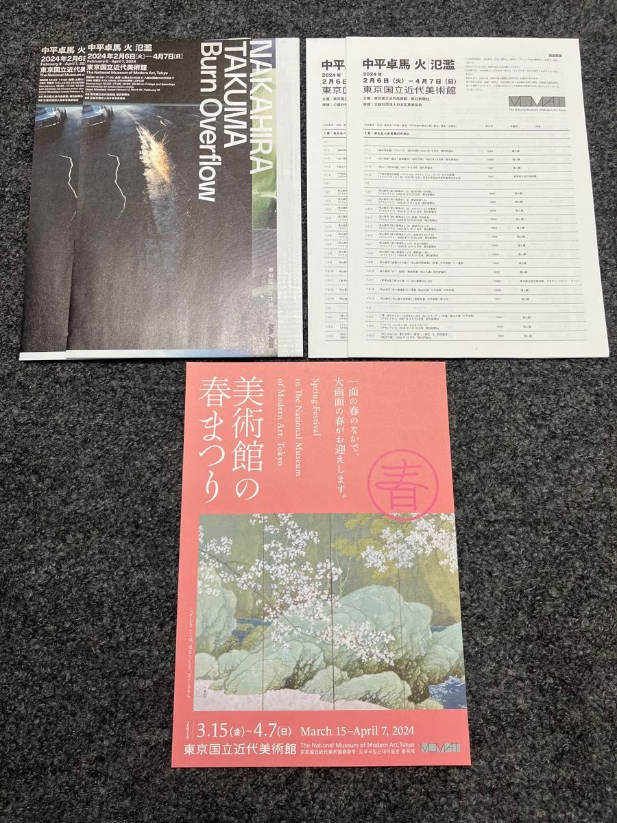 【チラシ5部】中平卓馬　火―氾濫　東京国立近代美術館　美術館の春まつり　展覧会