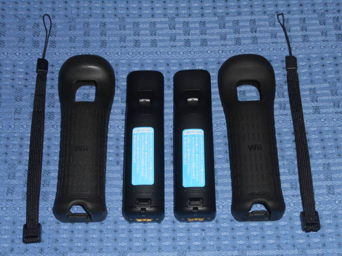 Wiiリモコン２個セット 黒(kuro クロ ブラック) リモコンジャケット(カバー)・ストラップ付き RVL-003 任天堂 Nintendo