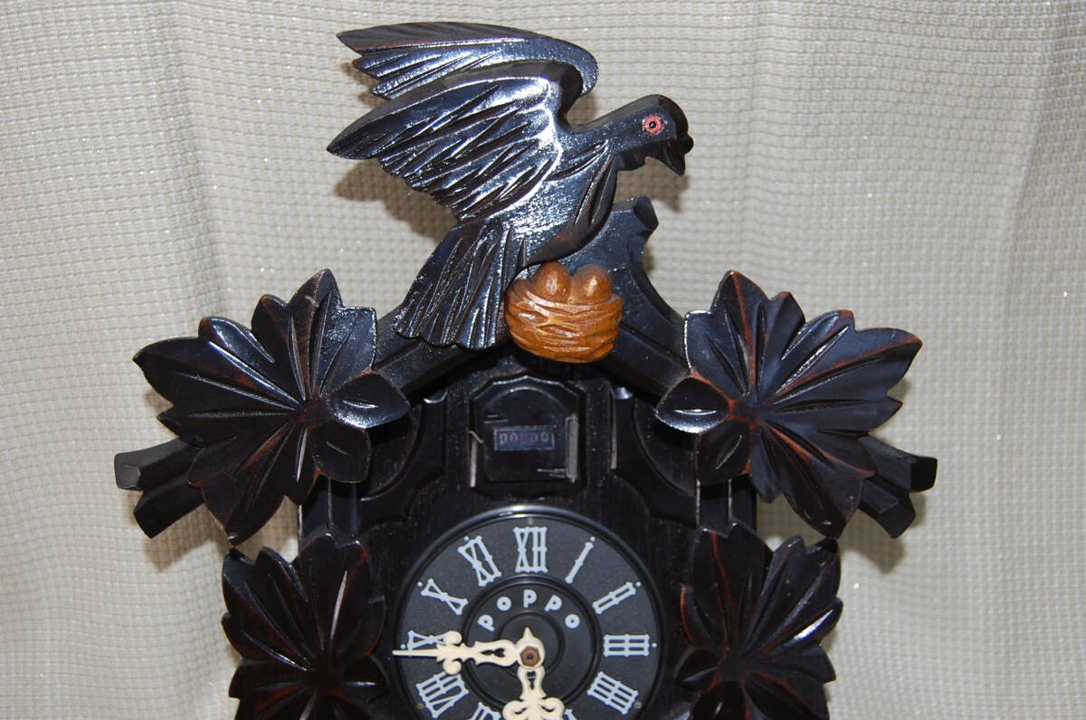 鳩時計 重り式機械時計 裏ブタ無し 外観はきれい  不動、ジャンク品の画像2