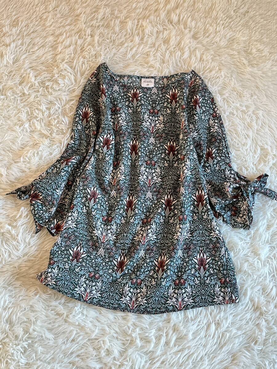 H&M　WILLIAM　MORRIS　ウィリアムモリス　EUR38　☆　花・フラワー柄プルオーバーブラウス②_画像2