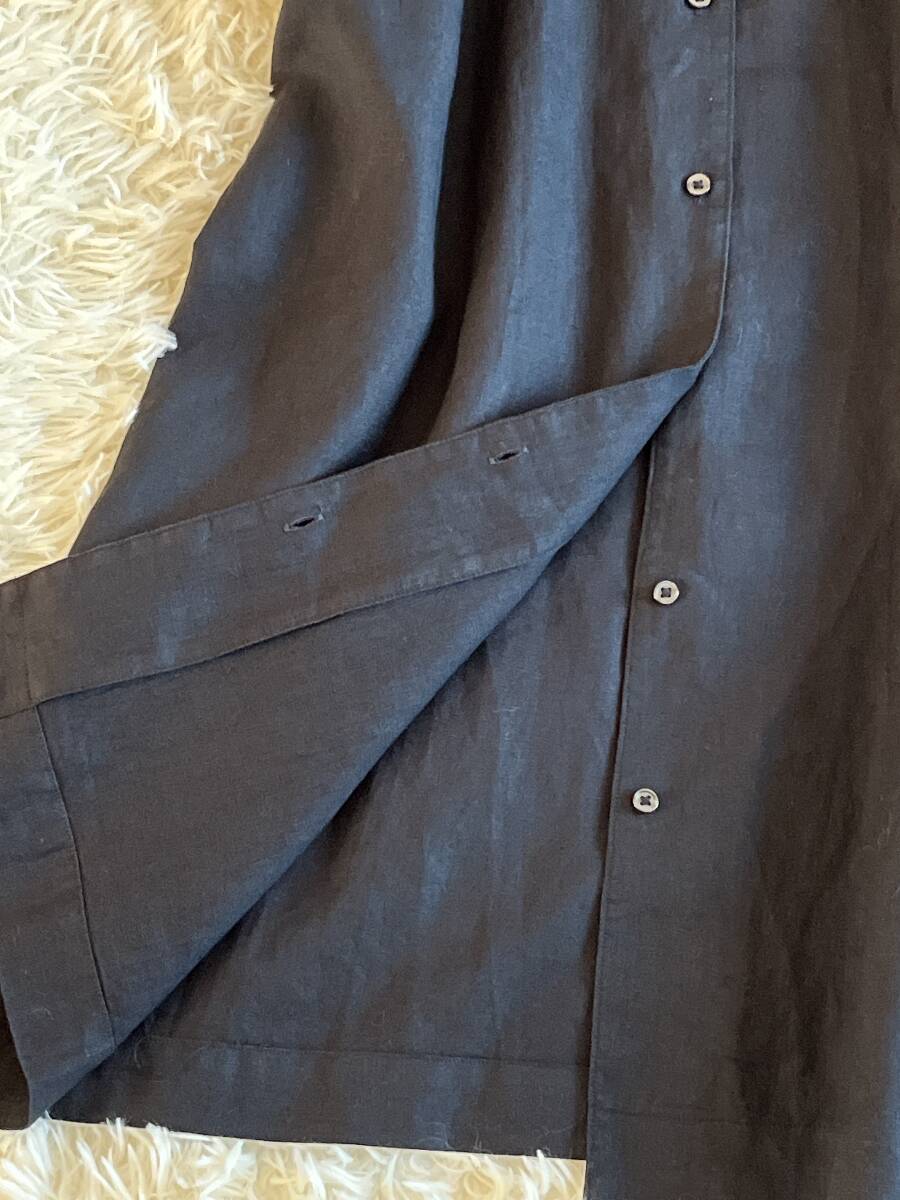  Muji Ryohin размер M-L * лен *linen100 чёрный * длинный блуза * One-piece p