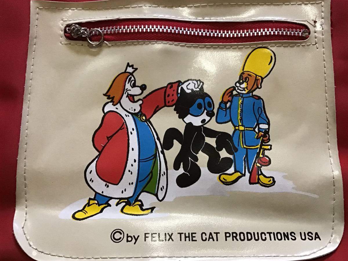 70s ビンテージ バッグ 当時物 「FELIX THE CAT／フィリックス」赤 かばん 鞄 未使用 長期保管 アニメ キャラクター レトロ_画像3