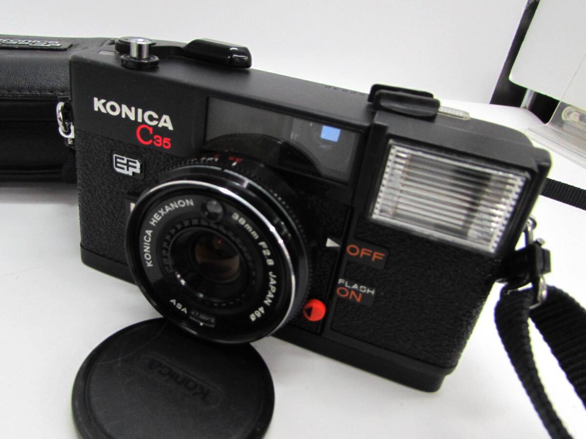 1円～ 良品 動作品 コニカ KONICA C35 EF フィルムカメラ HEXANON 38ｍｍ F2.8 露出 シャッターOK レトロ_画像1