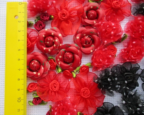 S19★黒赤◆花モチーフ 計60個の画像3