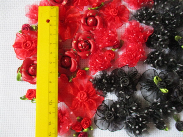S19★黒赤◆花モチーフ 計60個の画像5