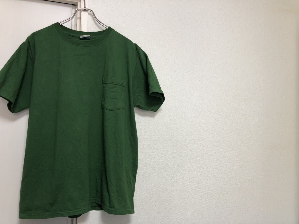 【送料込み】MADE IN USA アメリカ製 グッドウェアーGOODWEARポケット付き TシャツポケT 半袖Tシャツ size XL ビッグサイズ緑グリーン_画像1