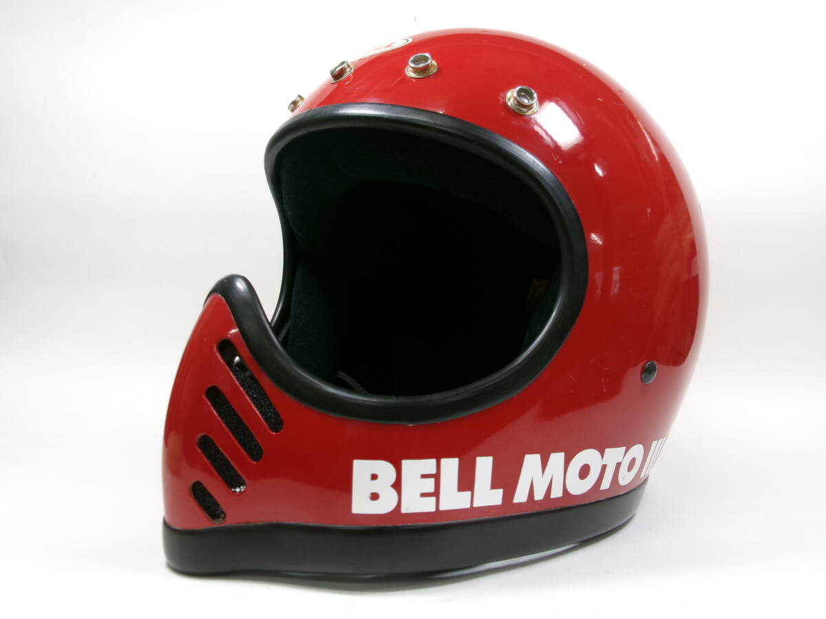 最初期! 70s BELL MOTO 3 赤 7 1/8 目深加工済み M★ ベル モト3 モトスター MOTO III 500TX STAR オフロード モトクロス VMX ダートバイク_画像1